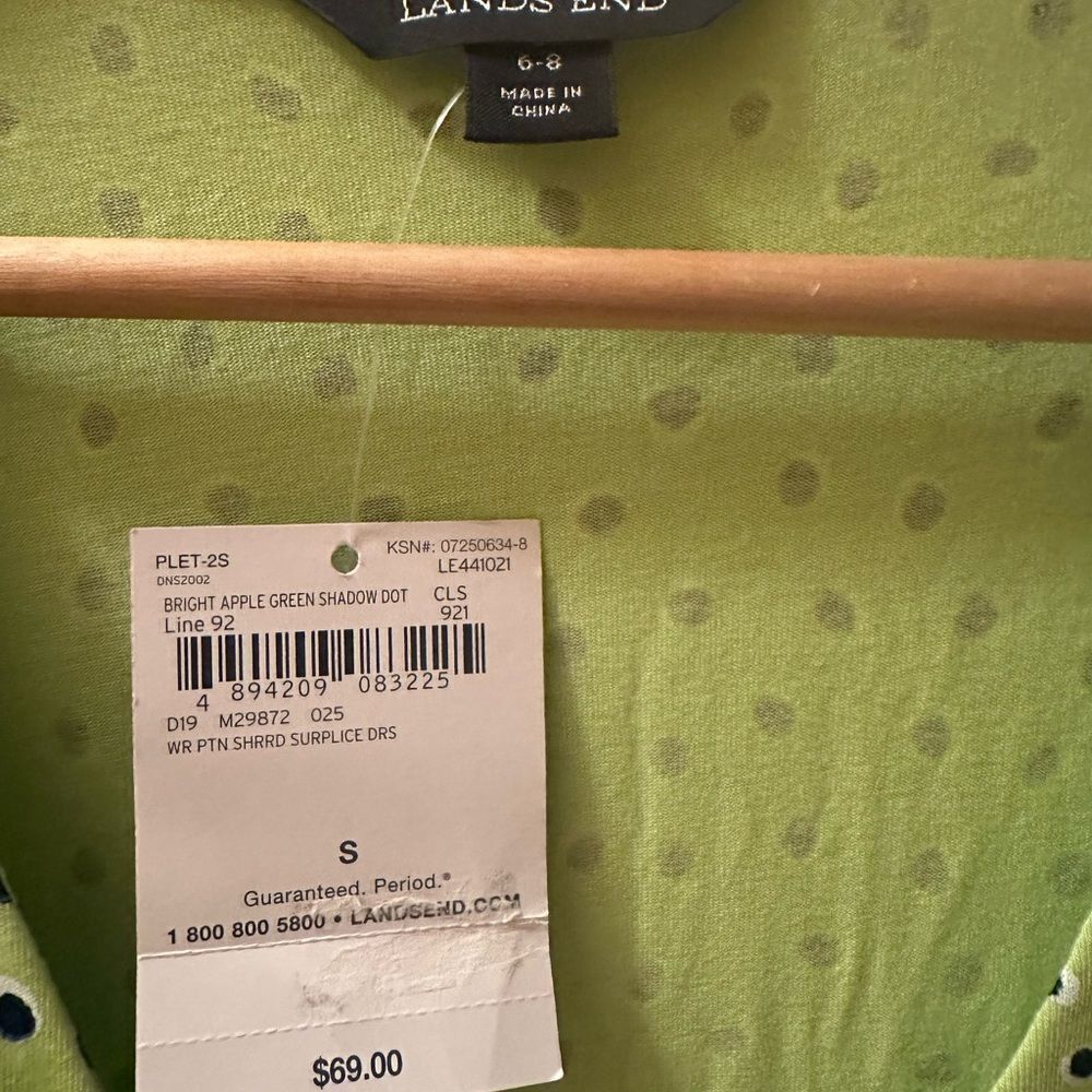 Lands End Dress Womens Polka Dots Stretch Wrap Tie Knee Length NWT - Picture 2 of 5